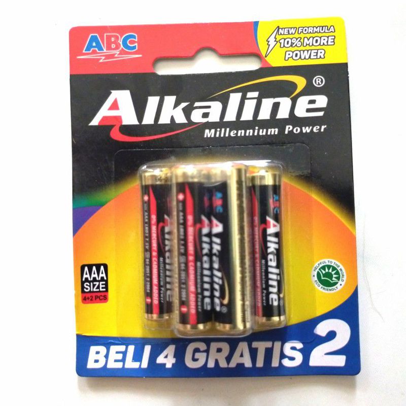 Baterai Alkaline AAA isi 4+2