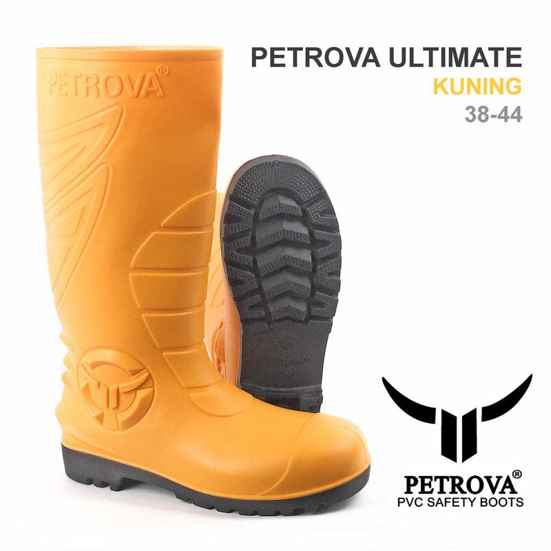 Petrova Sepatu Boots Ultimate Yellow Pvc Steel Toe Cap Anti Static