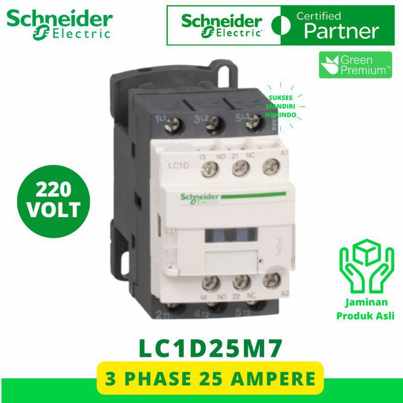 Kontaktor 3P 25A 3 Phase 25 Ampere LC1D25M7 Schneider Contactor ORI