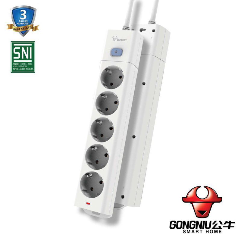 Gongniu Stop Kontak Colokan 5 Lubang / Terminal Listrik Lima Lubang ...