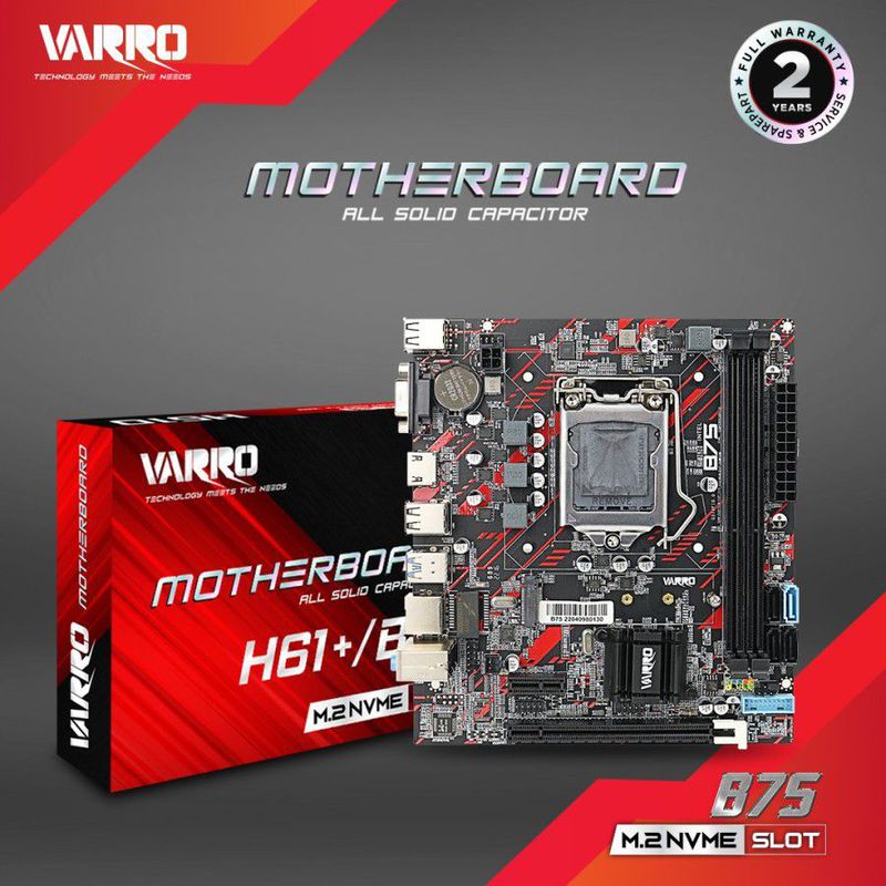 MOTHERBOARD VARRO H61 PLUS / B75 (USB 3.0) NVME SOCKET 1155