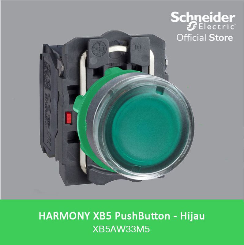 SCHNEIDER ILLUMINATED PUSH BUTTON XB5AW33M5 HIJAU
