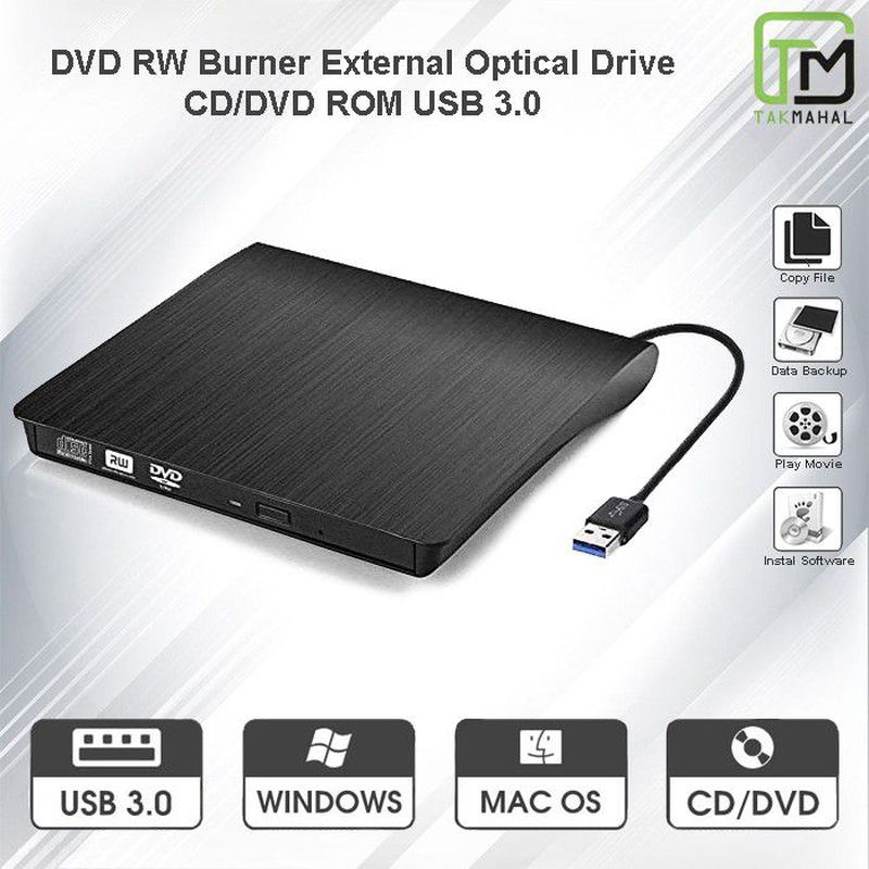 DVD RW Burner External Optical Drive CD/DVD ROM USB 3.0