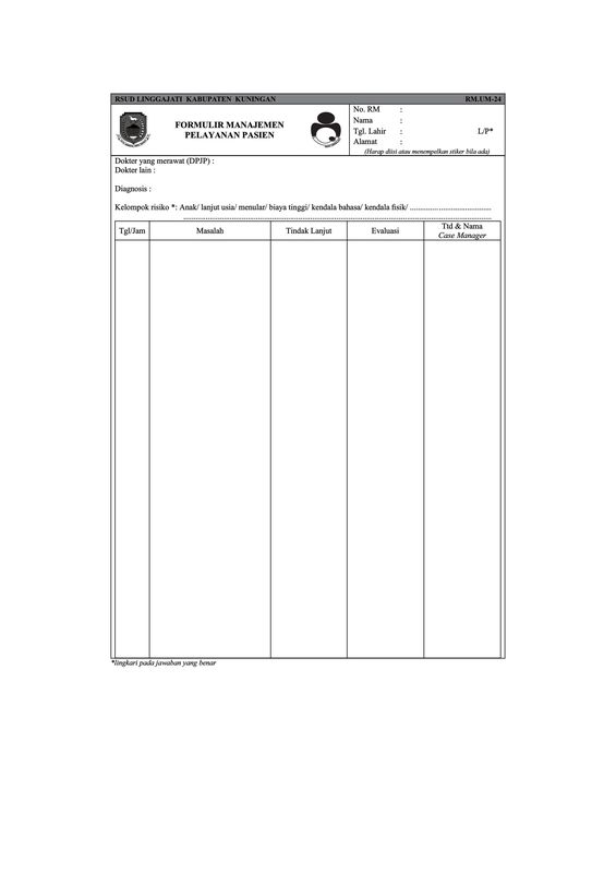 Lembar Form-A Form-B Manajemen Pelayanan Pasien / Case Manajer - Form-B