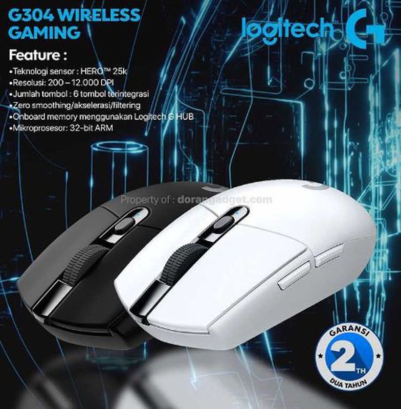 Logi G Logitech Mouse Wireless G304 Putih