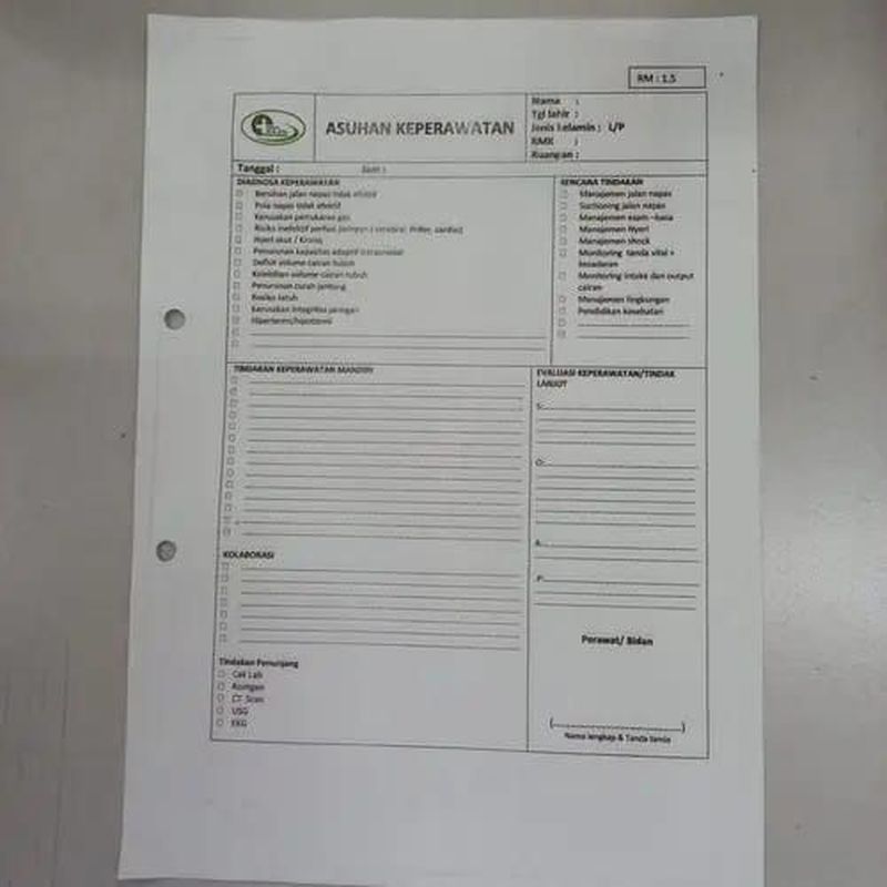Lampiran Isi Status Rawat Inap - RM 1.5 warna - Asuhan Keperawatan (ncr ...