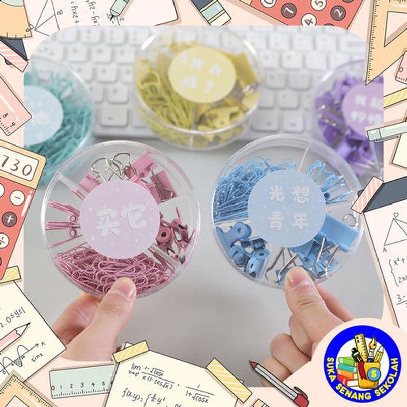 Kombinasi Penjepit Kertas / Paper Clip Binder Clip and Push Pin Set AT0040