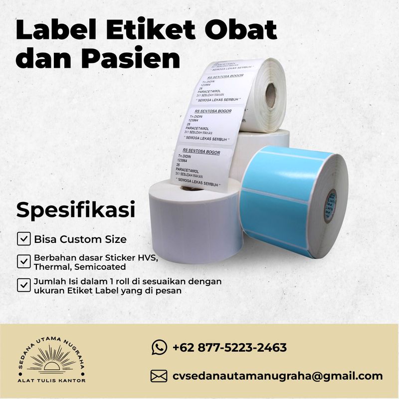 Label Etiket Thermal Label Obat Label Identitas Pasien Diameter Mm X