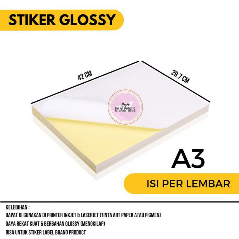 STICKER BESAR GLOSSY UKURAN A3