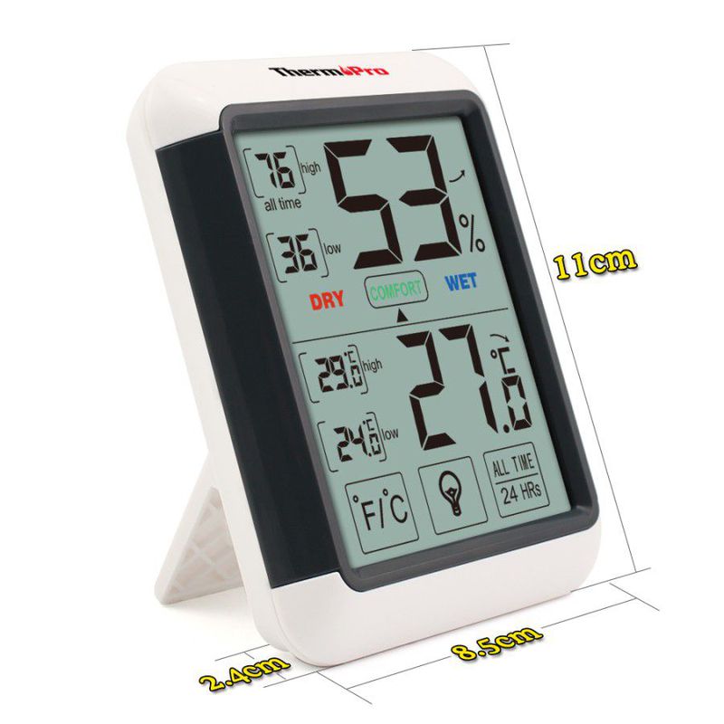 THERMOPRO TP55 Digital Thermometer Hygrometer Indoor w Touchscreen - TP55