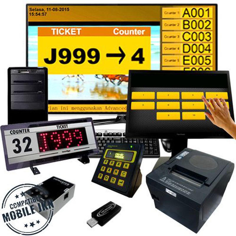 Mesin Antrian InterActive Advanced Multimedia Queue System Touch Screen ...