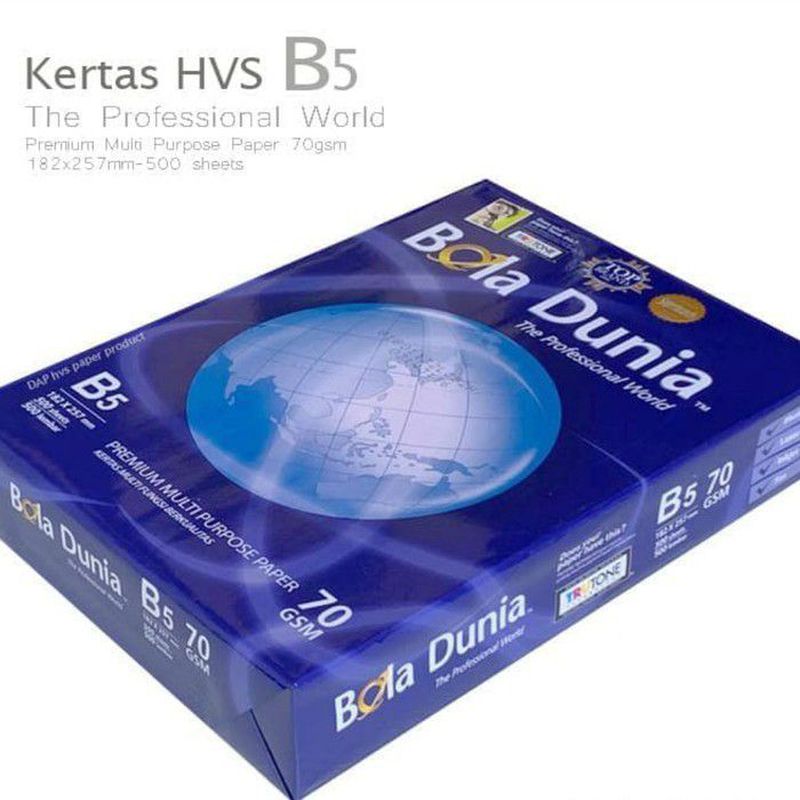 KERTAS HVS 70 GSM B5 BOLA DUNIA