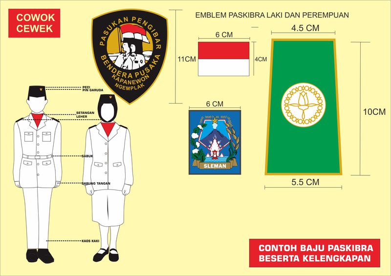 Seragam Baju Paskibra Lengkap Dengan Atribut Lencana Pundak Biasa