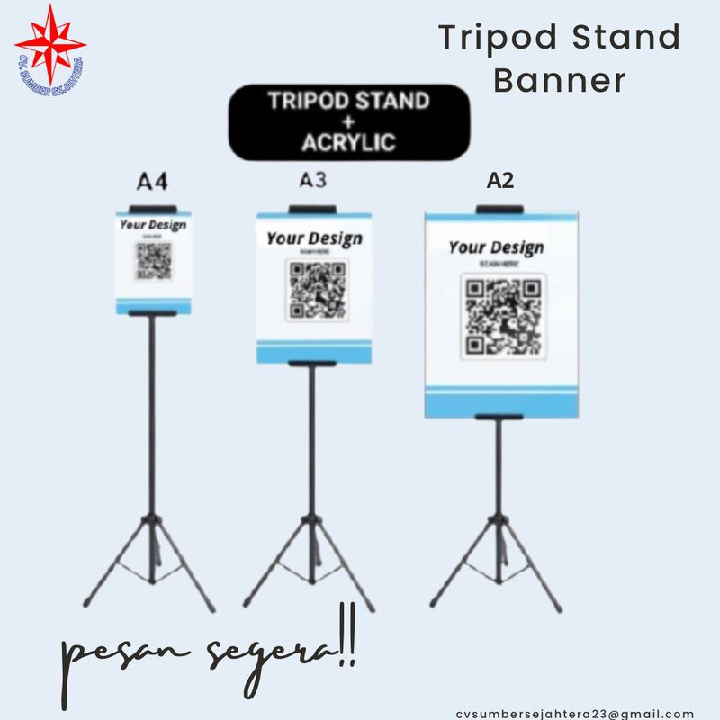 TIANG IKLAN BARCODE-Tripod Acrylic (A2)
