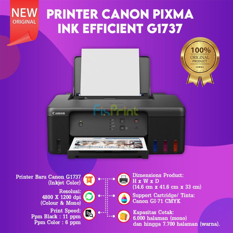 Printer Canon PIXMA Ink Efficient G1737 Pengganti Printer G1010 G1020