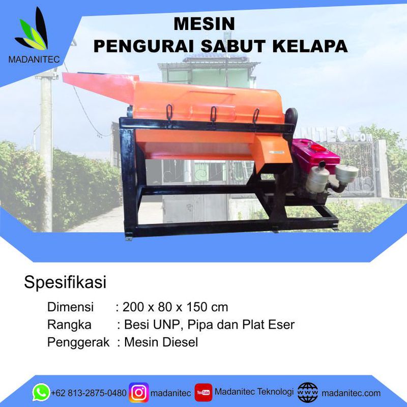 Mesin Pengurai Sabut Kelapa