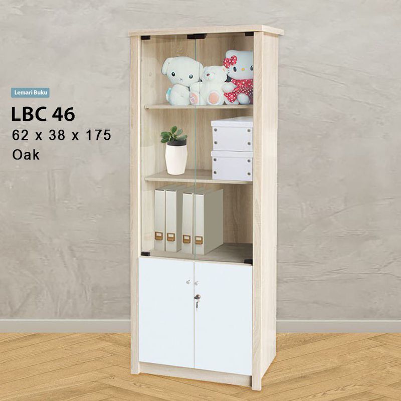 Lemari Buku Lemari Pajangan Lemari Kaca Rak Buku Rak Kaca - LBC 46