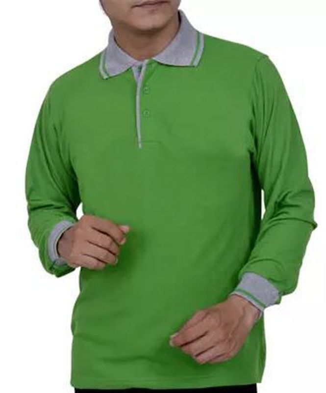 Baju Kaos Polo Lengan Panjang - Cokelat Muda