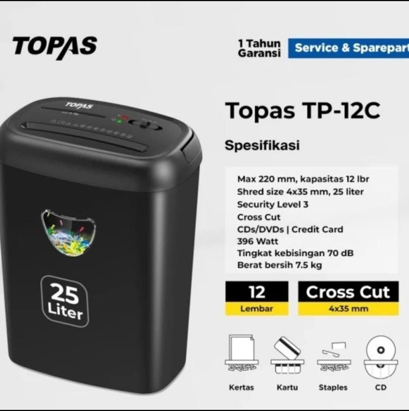 Penghancur Kertas Topas (Paper Shredder Topas TP12C)