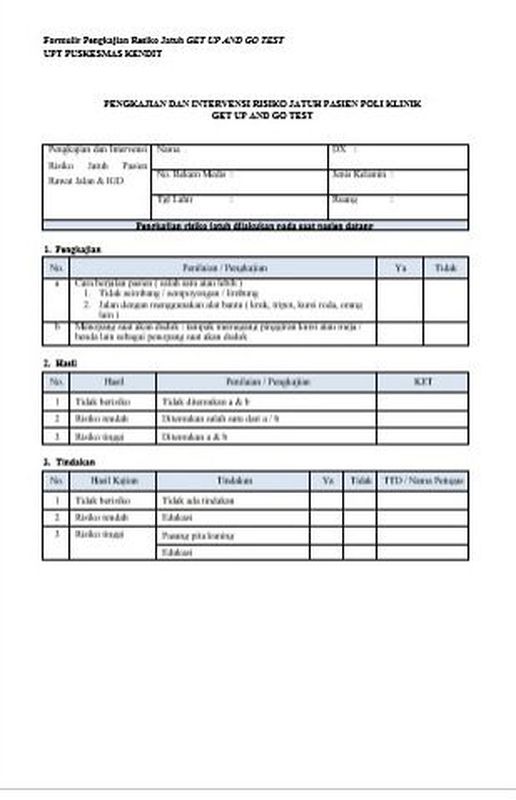 Formulir pengkajian resiko jatuh get up and go test