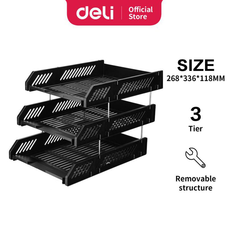 Deli File Tray / Rak File Susun Bahan Plastik 2/3 Tingkat E920X - 3 ...
