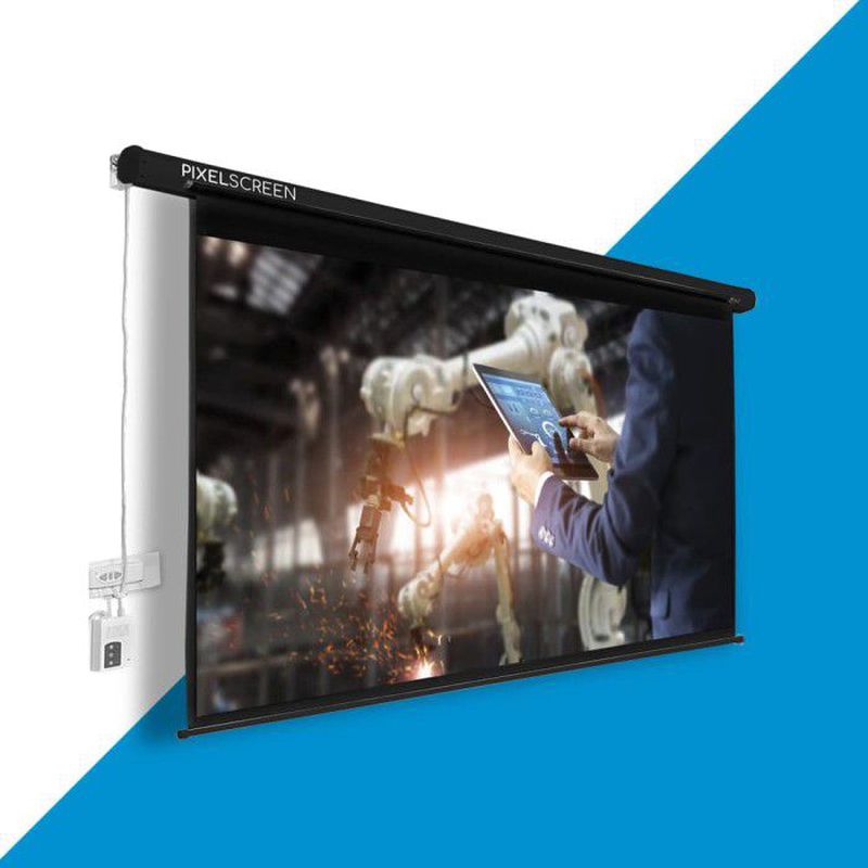 PIXELSCREEN Screen Projector Motorized 84 inch Metal Case Screen Projector