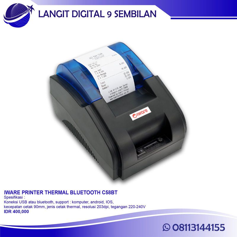 IWARE PRINTER THERMAL BLUETOOTH C58BT