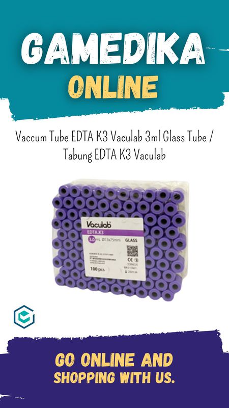 VACCUM TUBE EDTA K3 VACULAB 3ML GLASS TUBE TABUNG EDTA K3 VACULAB