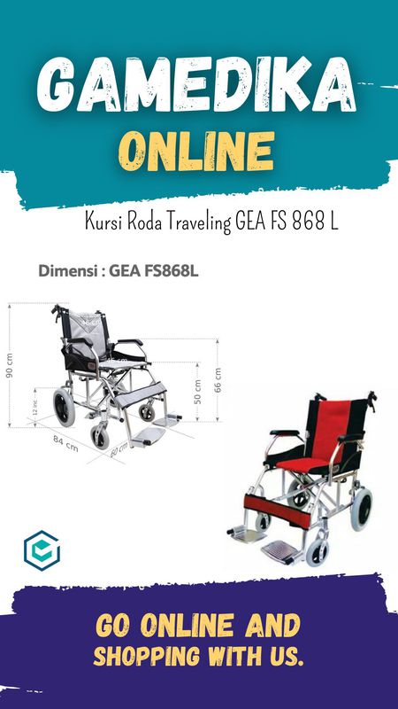 Kursi Roda Traveling Gea Fs L Gea Wheelchair Fs L Traveling Merah