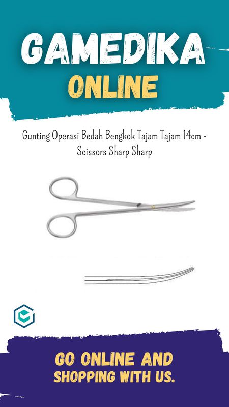 GUNTING OPERASI BEDAH BENGKOK TAJAM TAJAM 14CM (SCISSORS SHARP SHARP)
