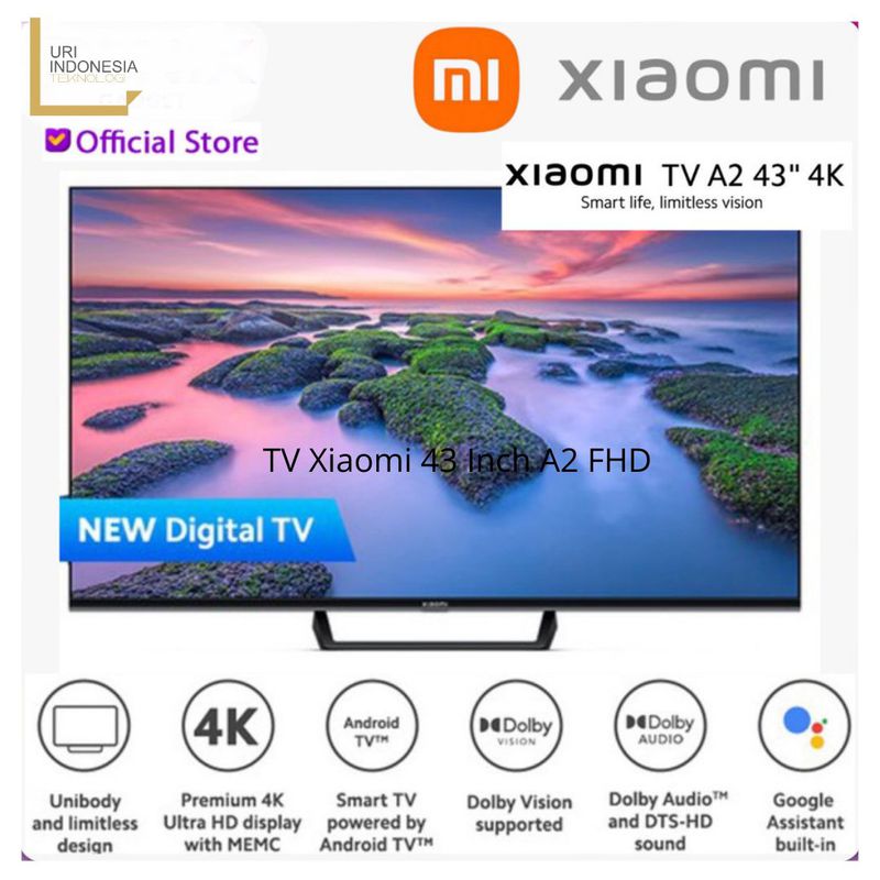 Xiaomi TV A2 43" Layar 4K Ultra HD Dolby Vision HDR 10 Android TV