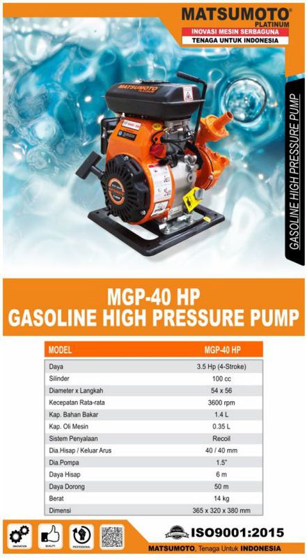 Matsumoto Gasoline High Pressure Pump MGP-40 HP