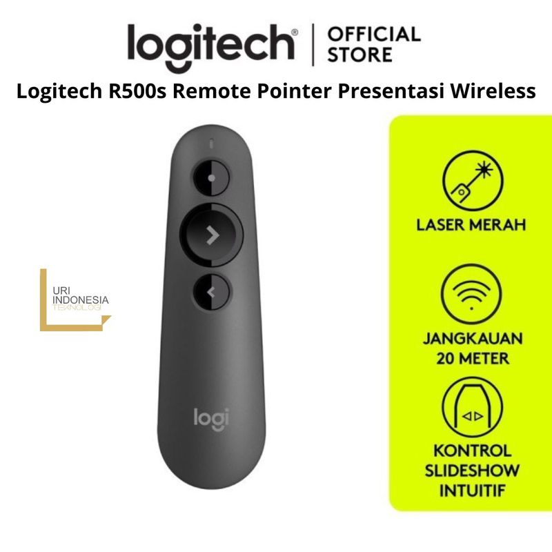 Logitech R500s Remote Pointer Presentasi Wireless Laser Merah-Graphite