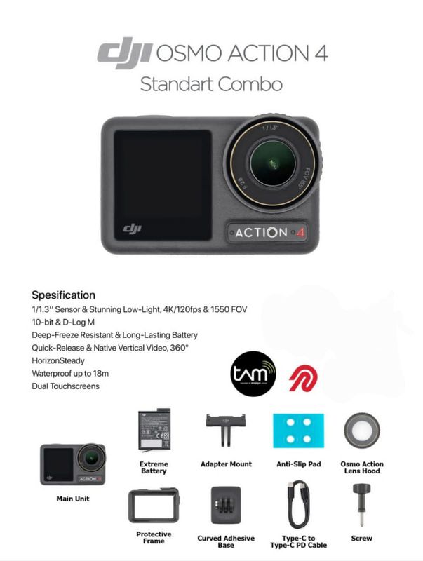 dji Osmo Action 4 Camera Standard Combo + Memory 64GB
