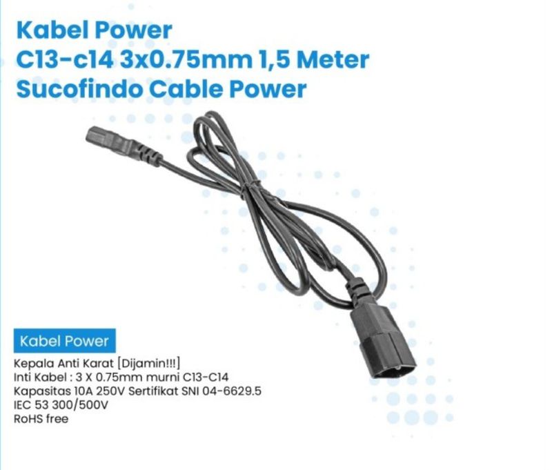Kabel Power C13-C14 3x0.75mm 1.5meter