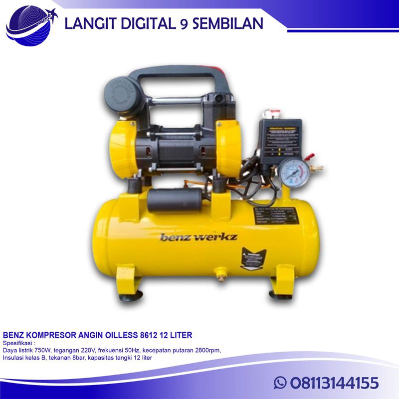 BENZ KOMPRESOR ANGIN OILLESS 8612 12 LITER