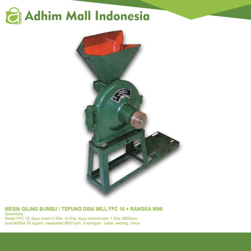 Mesin Giling Bumbu Tepung Disk Mill Ffc 15 Rangka Mini