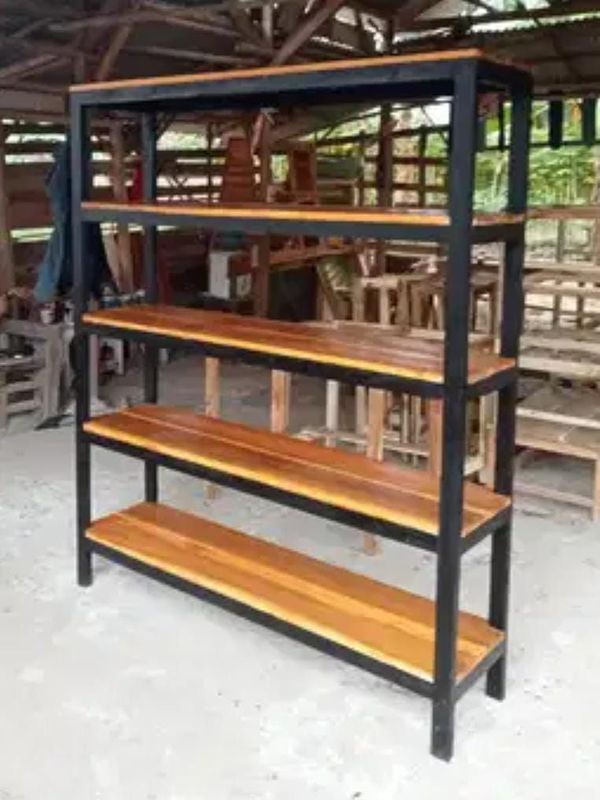 Rak Kayu Kerangka Besi