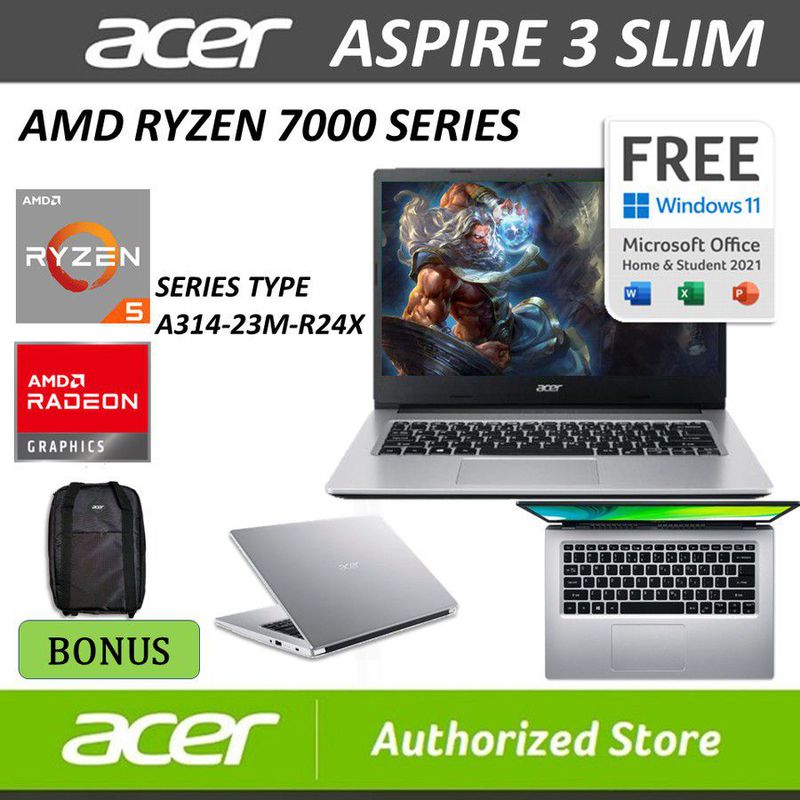 Acer Aspire 3 Slim A314 23M R24X AMD Ryzen 3 7320u 8GB 512GB 14 Silver