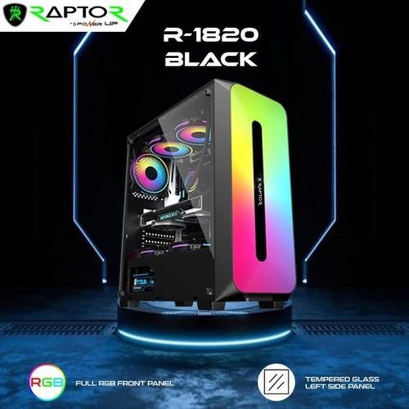 SERVICE GANTI Casing Gaming Raptor 1820 RGB LED - Hitam