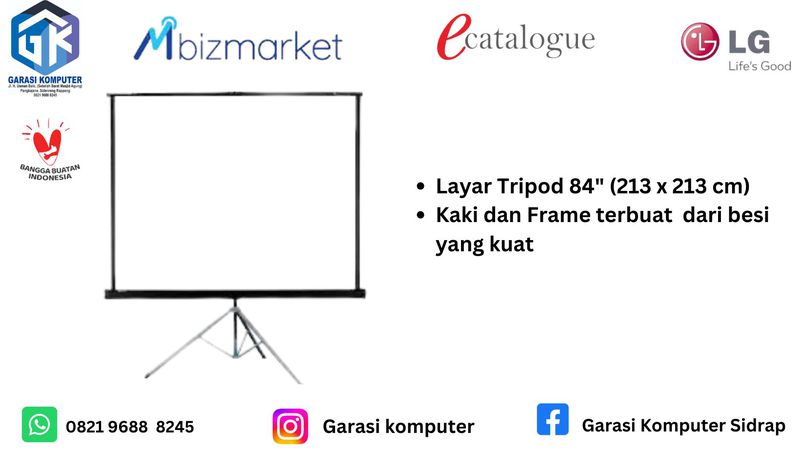 Layar Proyektor Tripod 84 Inchi