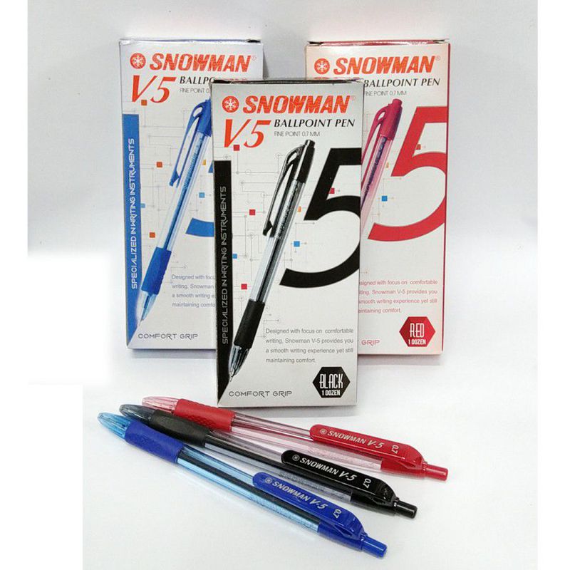 Bolpoint / Ballpoint / Pulpen Snowman V5 - Hitam