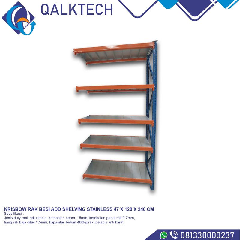 KRISBOW RAK BESI ADD SHELVING STAINLESS 47 X 120 X 240 CM