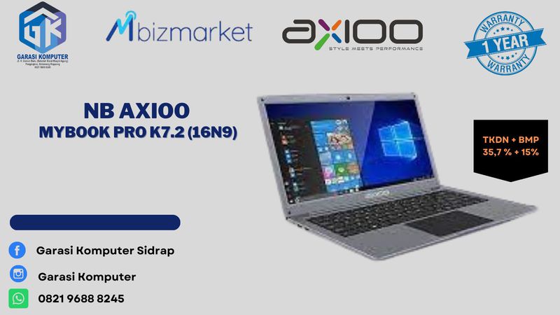 NOTEBOOK AXIOO MYBOOK PRO K7.2 (16N9) TKDN + BMP 50,70%