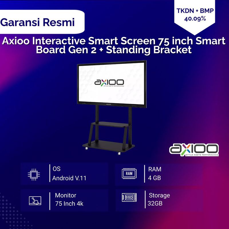 Monitor LED Axioo Interactive Smart Screen 75 Inch Smart Board Gen 2 ...