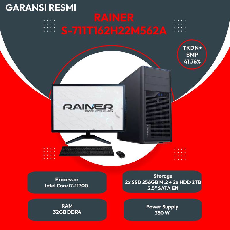 Tower Server Rainer S-711T162H22M562A I7-11700 32GB 2x256GB+2x2TB ...