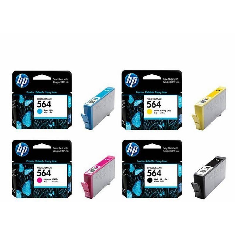 HP 564 Black & Colour Ink Cartridge - Merah