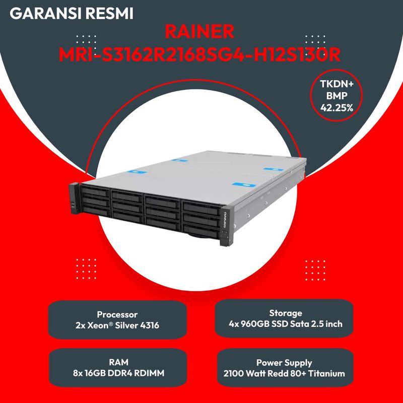 Rackmount 2U Server Rainer MRI-S3162R2168SG4-H12S130R - TKDN RESMI