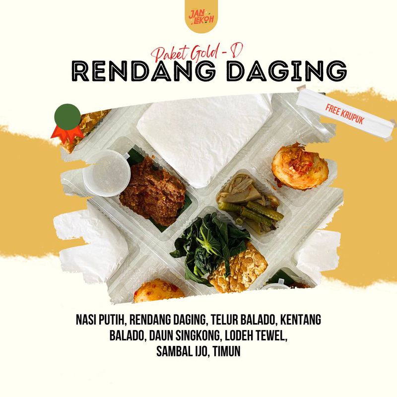 Nasi Box Paket Gold Rendang Daging