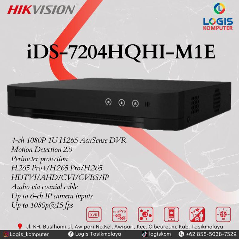 Dvr Hikvision Ids 7204hqhi M1e 4 Ch 1080p 1u H265 Acusense Termurah